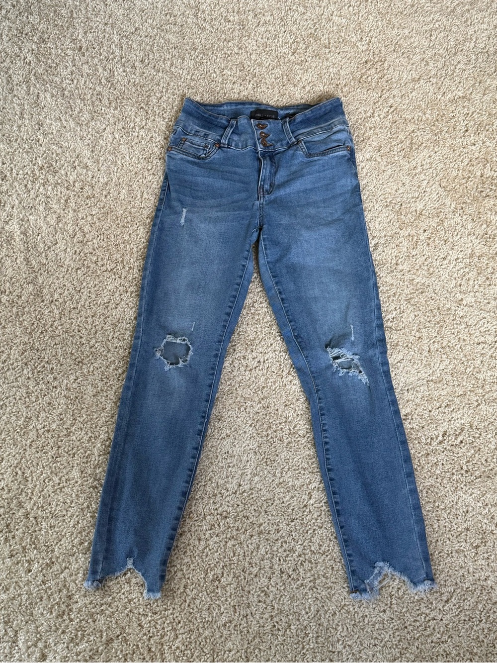 Kendall & Kylie Distressed Skinny Blue Jeans
